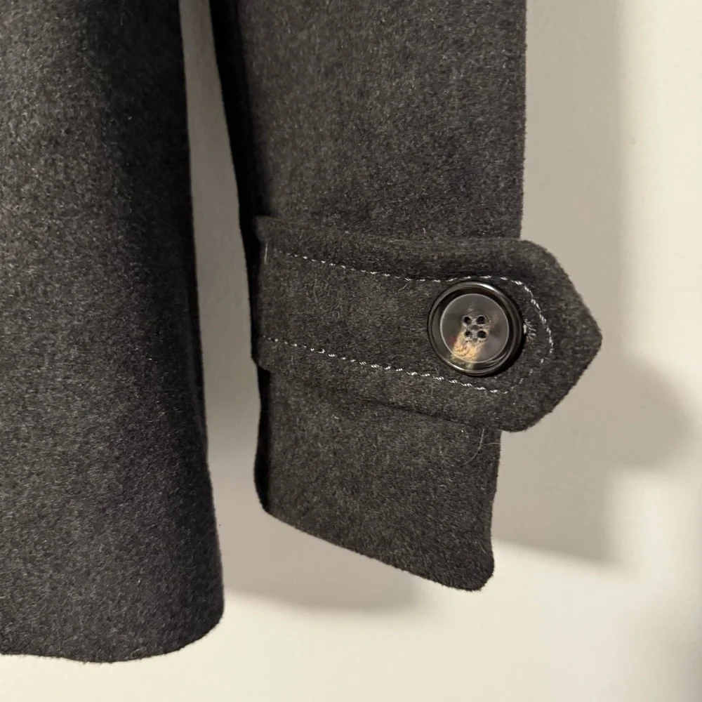 Thread & Supply Wool Blend Gray‎ Pea Coat Double Breasted Jacket Womens Size S